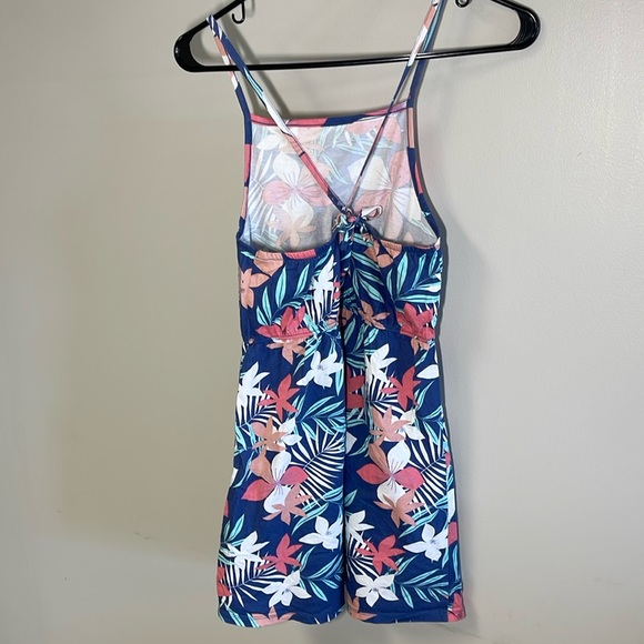 Roxy Girl Blue Strappy Dress with Pink & White Floral Print - Girls Size XL (14) - Picture 5 of 14
